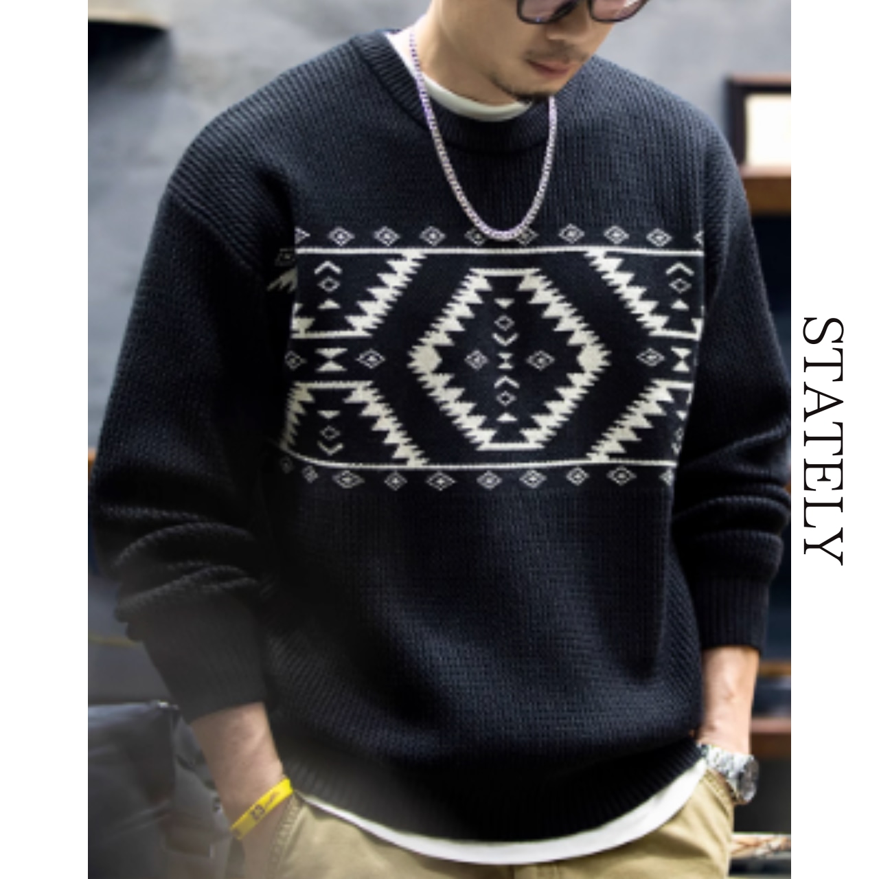 エスニックパターン ワッフルニット/3color_T127・画像3