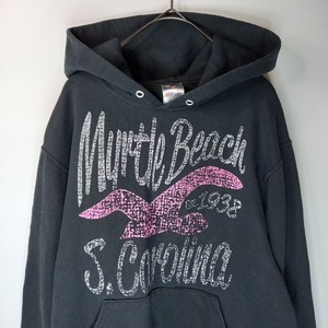 ジャージーズ　スウェット　プルオーバー　パーカー　プリント　ブラック　S