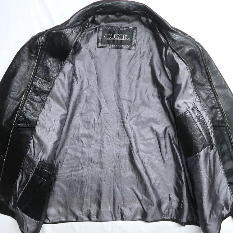 古着 COLLEZIONE レザージャケット ブルゾン ブラック 表記：XL