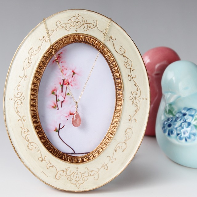 最上級 ペルー産インカローズのドロップネックレス｜14Kgf