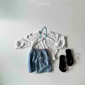 【and butter】ハートループパンツ   ライトブルー 130~140cm