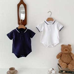 【BABY】POLO無地半袖ロンパース