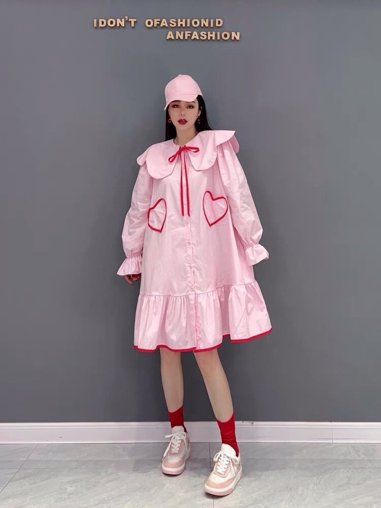 ワンピース ハート ピンク ワンピース リボン 上品 発表会 エレガント