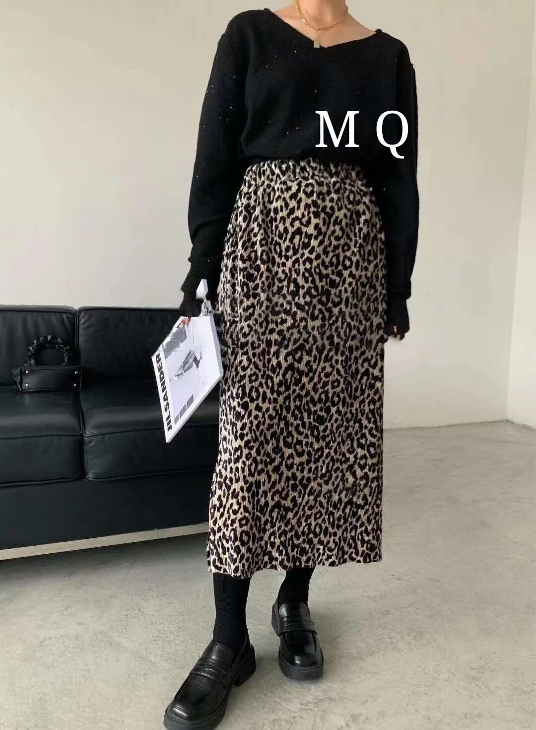 レオパードプリーツスカート
