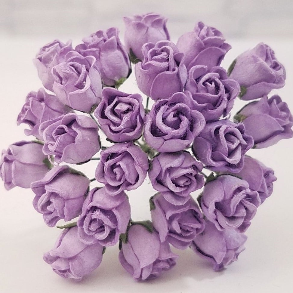 バラのぷっくりつぼみ 約8-10mm（ラベンダー色 #185）25本 ミニ造花