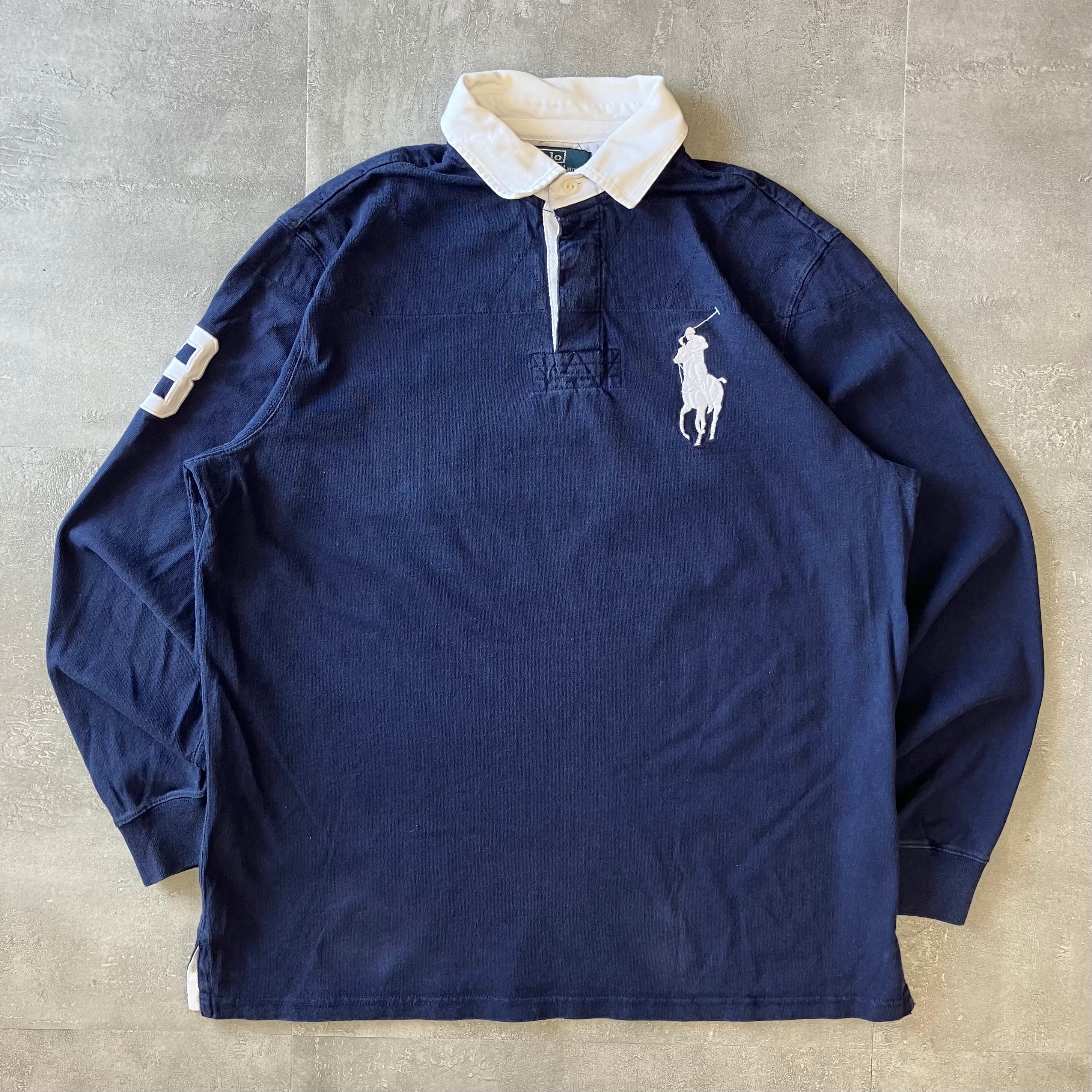 ポロラルフローレン 90s~ ラガーシャツ ワンポイント刺繍 L No.1852