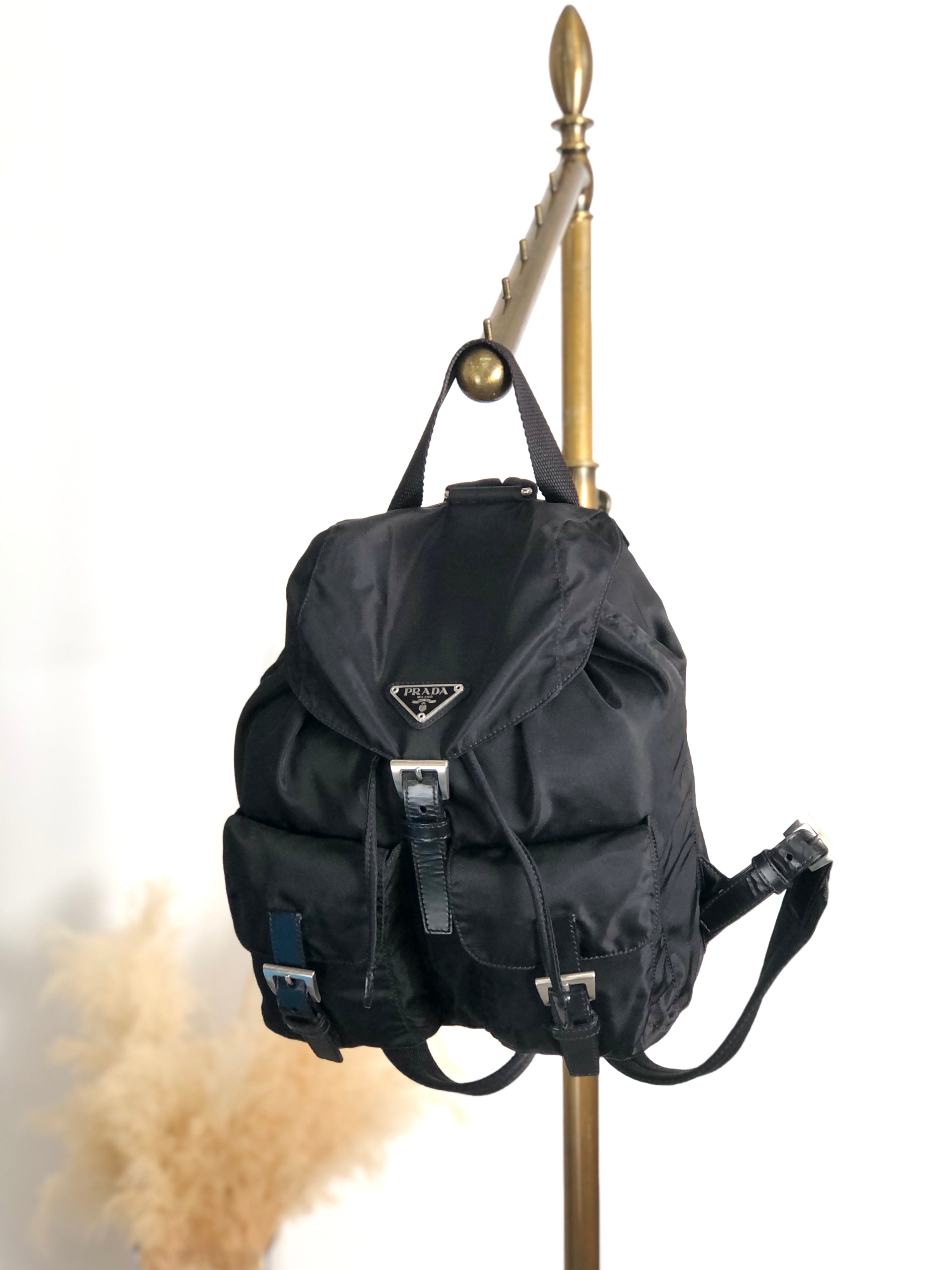 PRADA プラダ バックパック ブラック トライアングルロゴ ナイロン ダブルポケット vintage ヴィンテージ オールド rikdef
