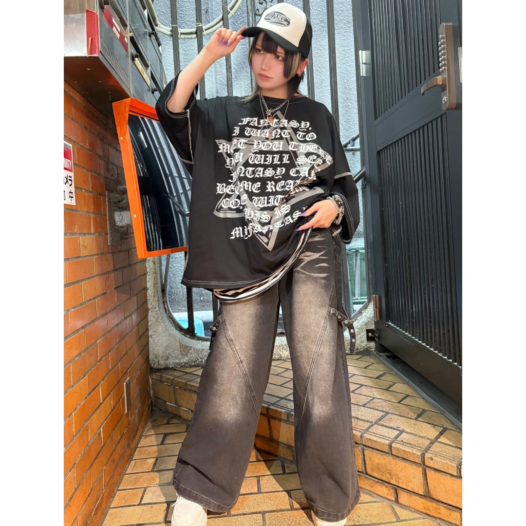 ブラックウォッシュ ワイドデニムパンツ | VOLCAN&APHRODITE