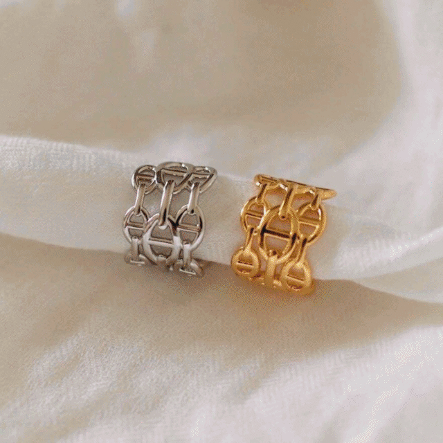 18k elle three connect ring【 2color 】No.R002