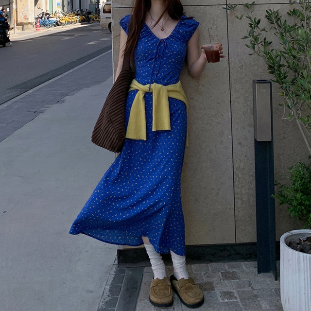 lace up romantic DRESS　v-1418