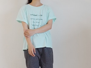 ロールアップTシャツ　ミントグリーン　メッセージロゴ