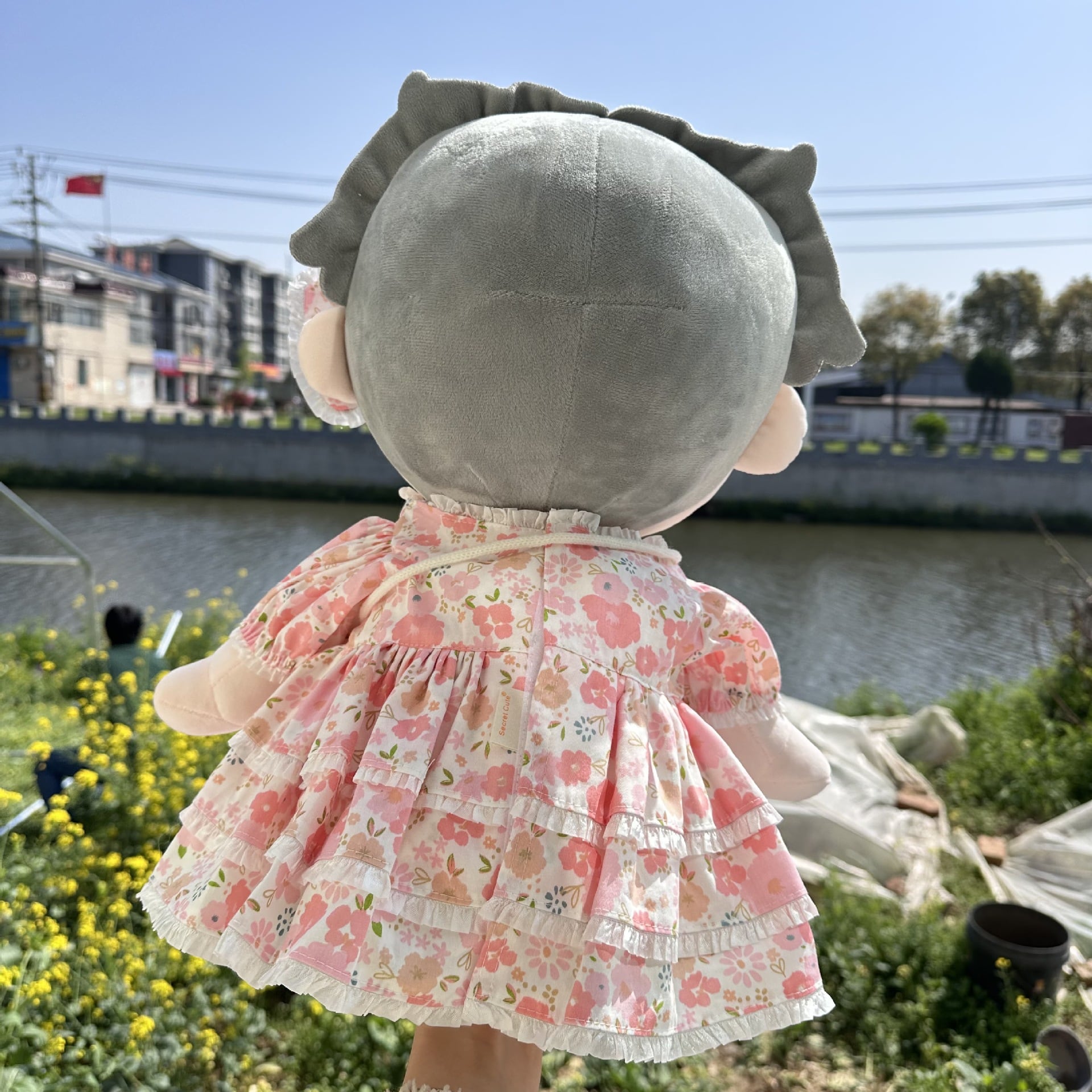 40cmぬいぐるみ用 春 花柄ワンピース+スカート+ヘアアクセサリー+