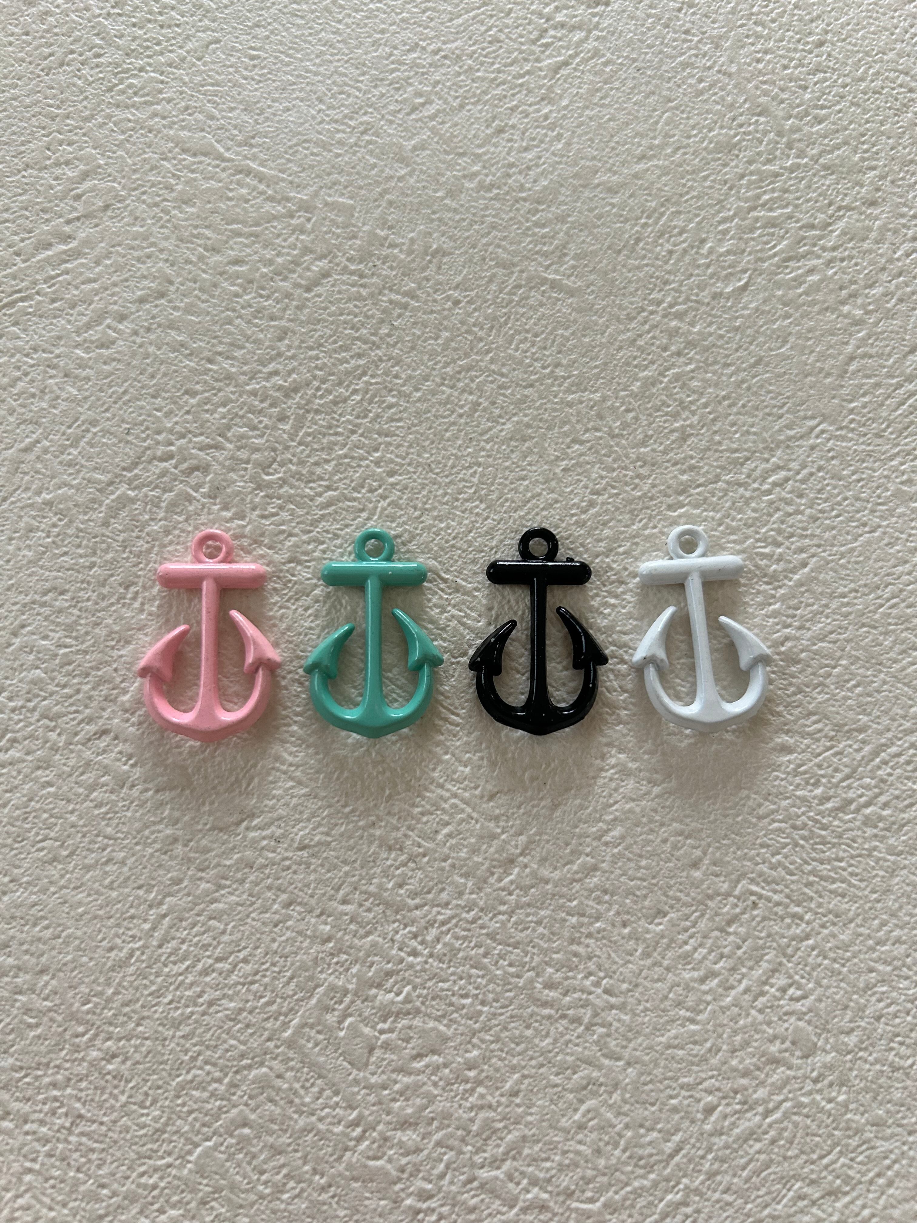 輸入デザインパーツ 碇 アンカー いかり パーツ ホワイト/グリーン/ピンク/ブラック 23mm チャーム アクセサリーパーツ デコレーション材