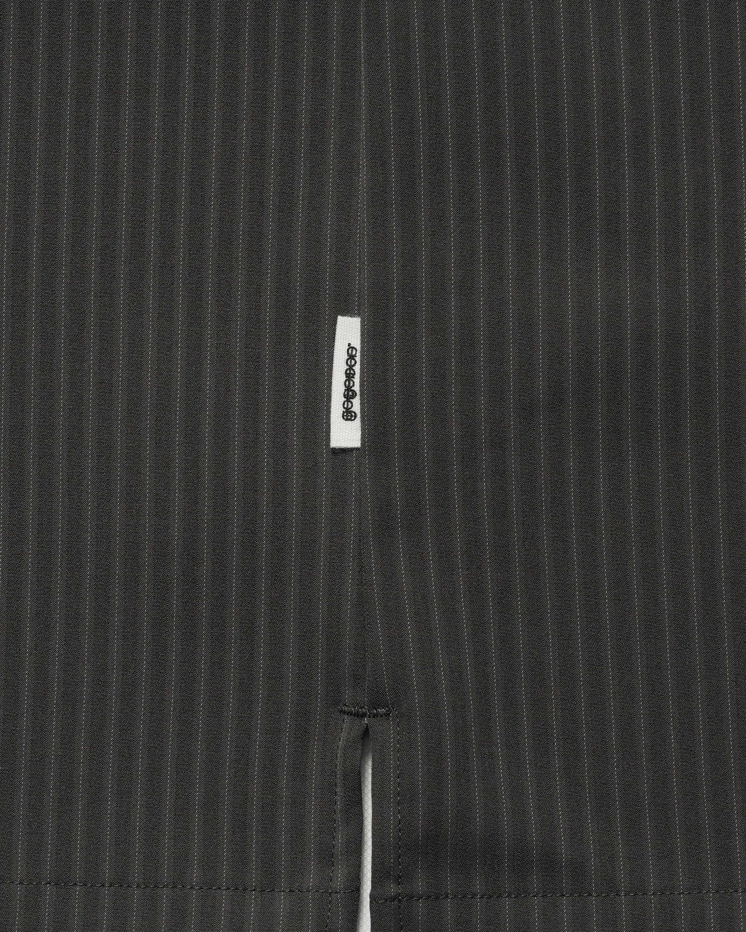 Rib Open Collar Shirts / CHARCOAL STRIPE［goyemon general gadget