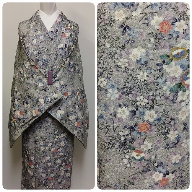 ☆ 美品 桜 正絹 小紋 裄68 トール ☆ n618 | 縁側・ちゃぶ台 お ☆ 美品 桜 正絹 小紋 裄68 トール ☆ n618 | 縁側・ちゃぶ台 お