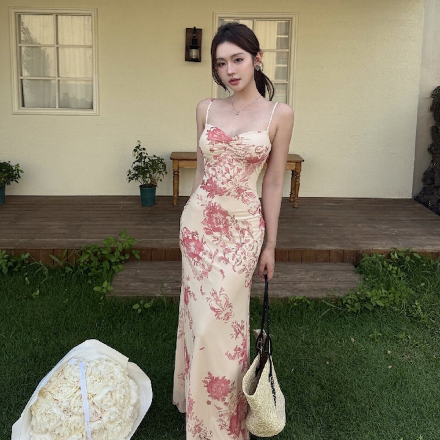 キャミソールワンピース セクシー 花柄 リゾート風 美人度アップ S M L