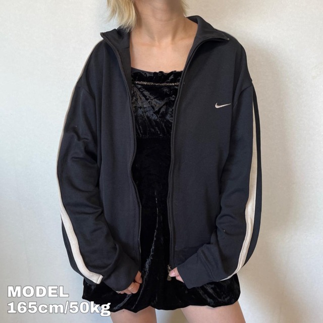 NIKE ナイキ トラックジャケット 刺繍 ブラック 黒 ライン M 10143 | fuufu