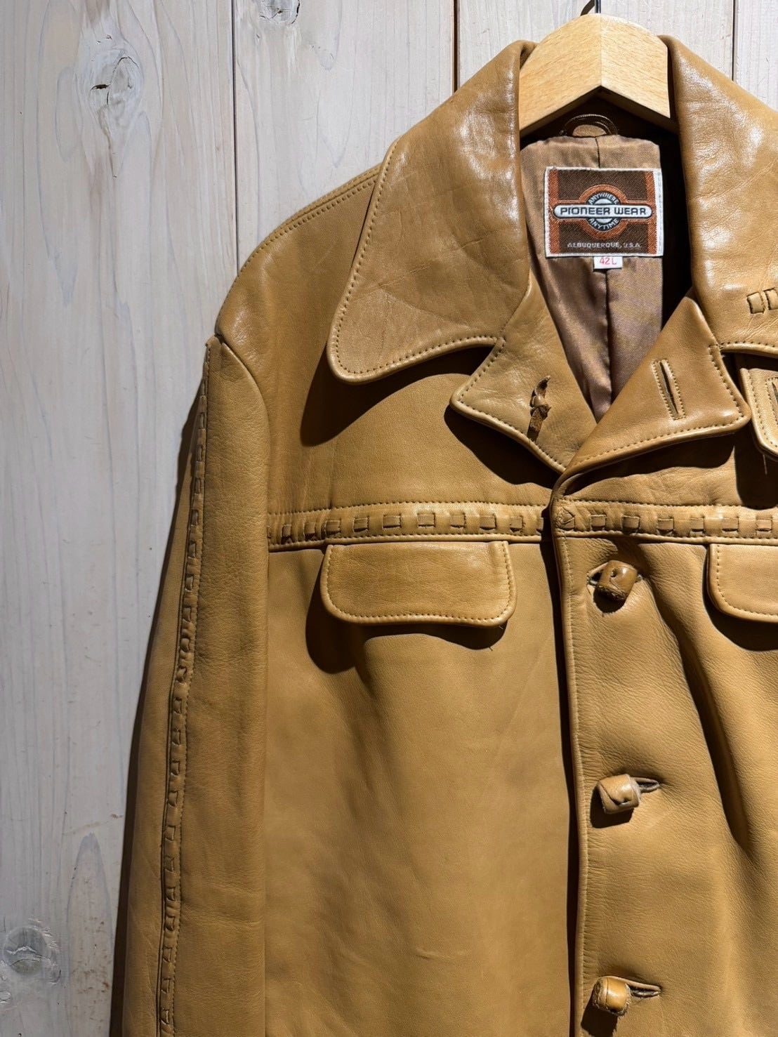 【レア】Pokipcee ポキプシーフラワー柄ジャケット　古着　70年代ヒッピー a.k.a.C.a.k.a vintage】70's “Pioneer Wear” Vintage Leather Jacket
