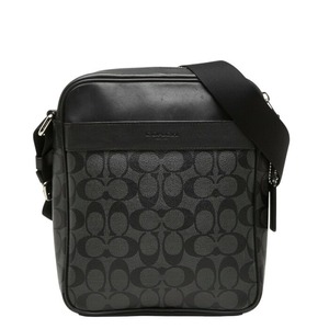 コーチ シグネチャー 斜め掛け ショルダーバッグ F54788 ブラック グレー PVC レザー レディース COACH 【中古】