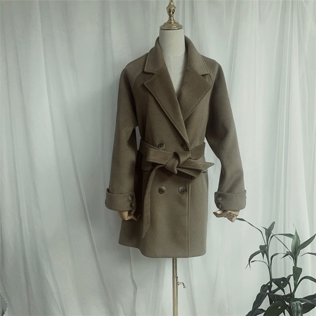 両面の着用 チェスターコート 女性 中・長セクション ラペル ゆったりする 長袖 暖かい ウィンター