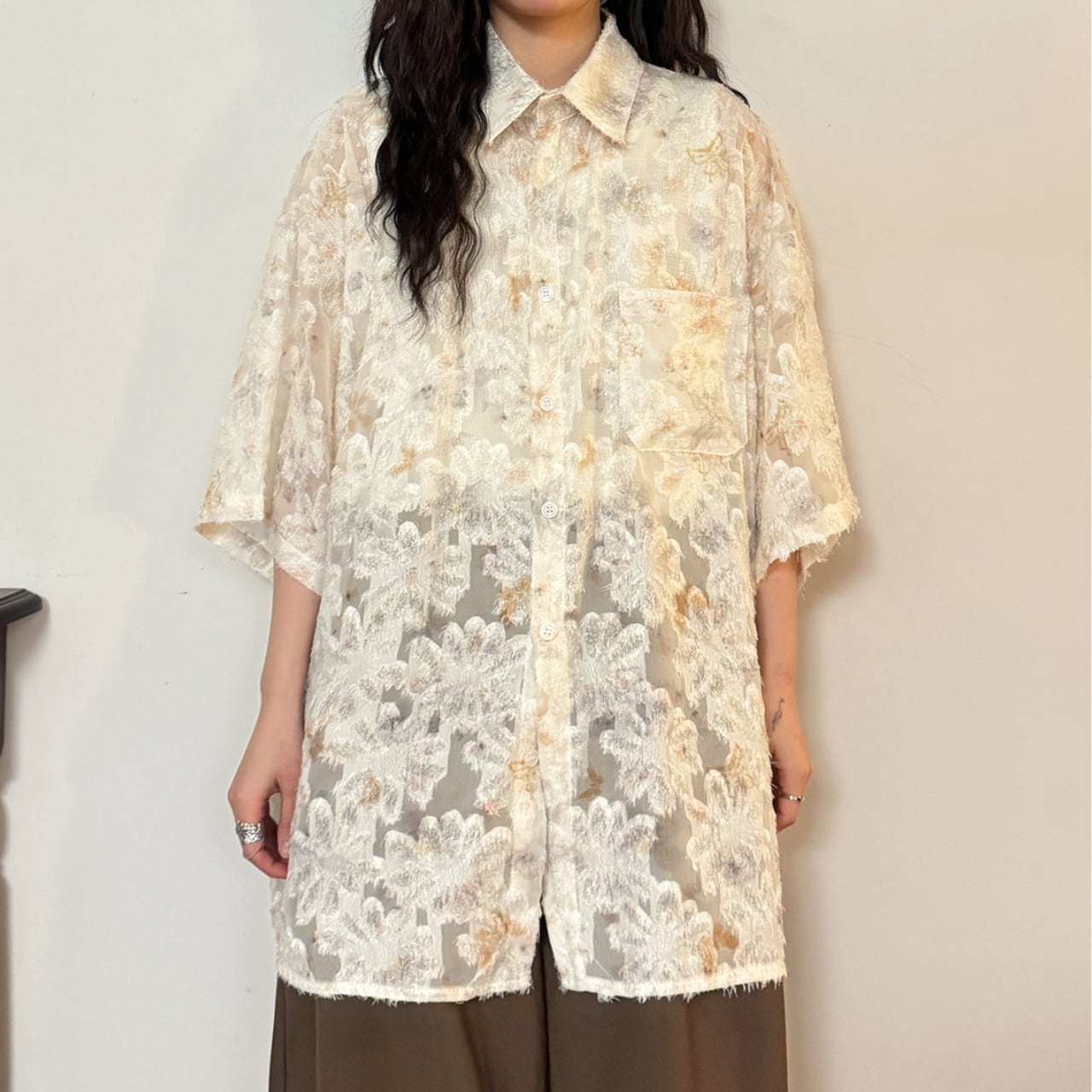 Lace sheer shirt S1463