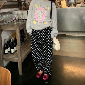 small floral print sweat loose pants　J00057