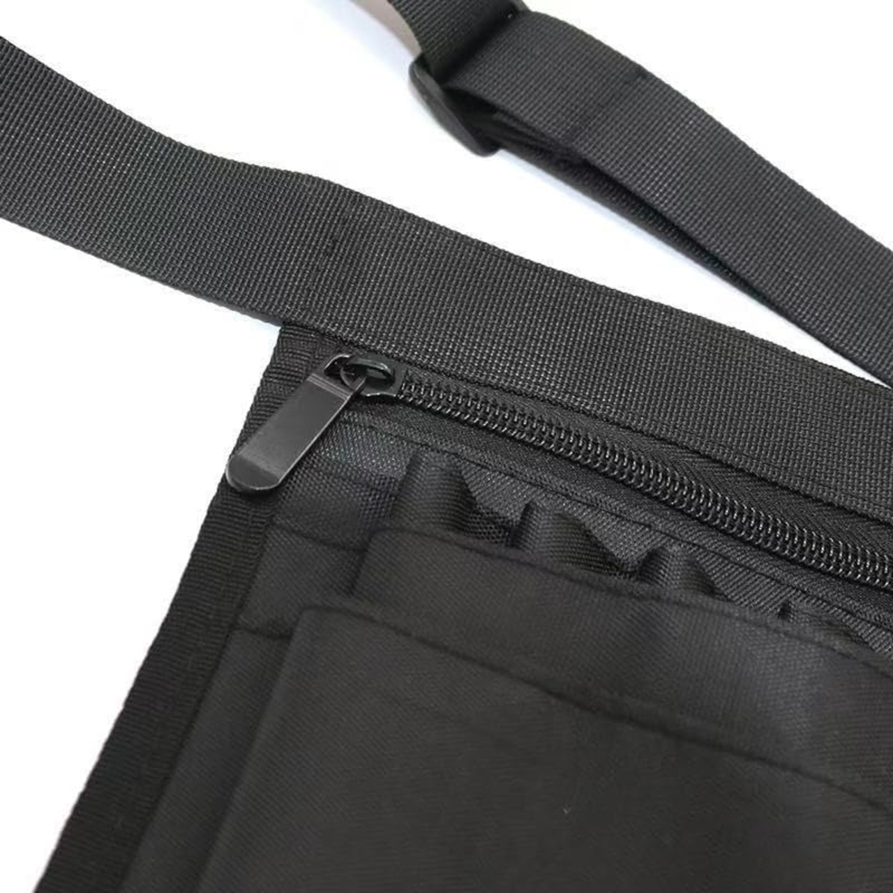 QULIT MYUROSI ウエストポーチ 仕事用 軽量 ウエストバッグ 保育 工具袋 エプロンバッグ 小物入れ 多機能ポケット ベルト付（ブラック）1