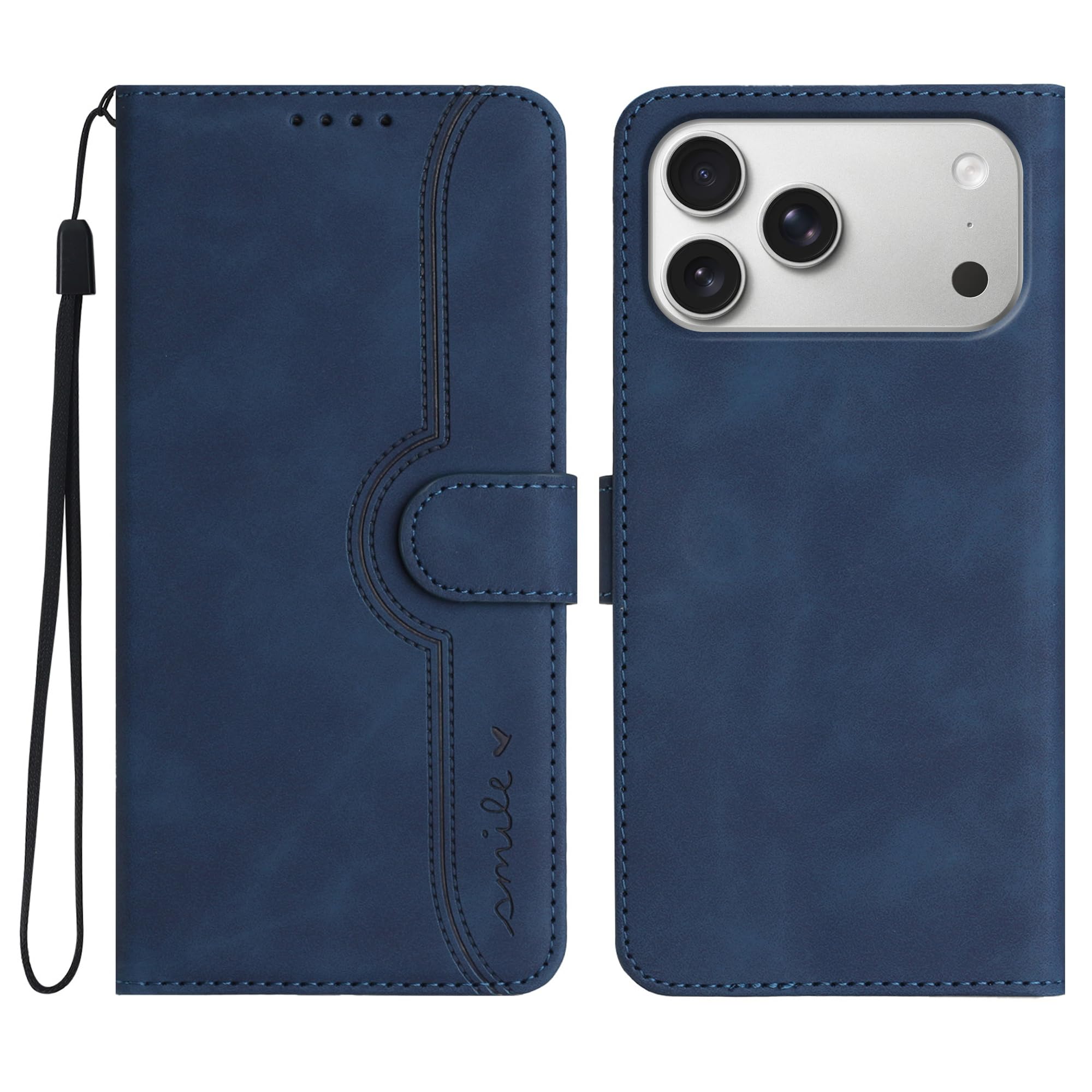 Gedurya iPhone 17 Pro Max ケース 手帳型 いphone 17 pro max 用 ケース 帽子 シェイプ iPhone 17プロマックス 手帳型ケース スタンド機能 マグネット式 アイフォン17プロマックス スマホケース 携帯カバー カード収納 財布型 - ブルー