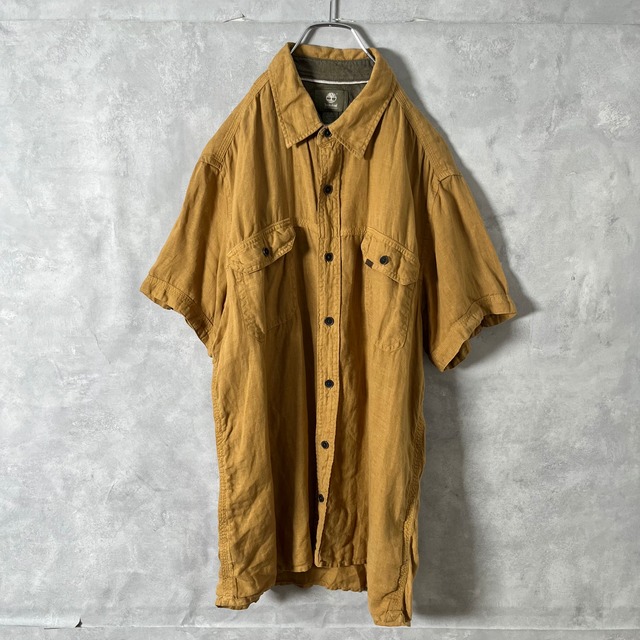 #6472 "Timberland" made in India linen flap shirt