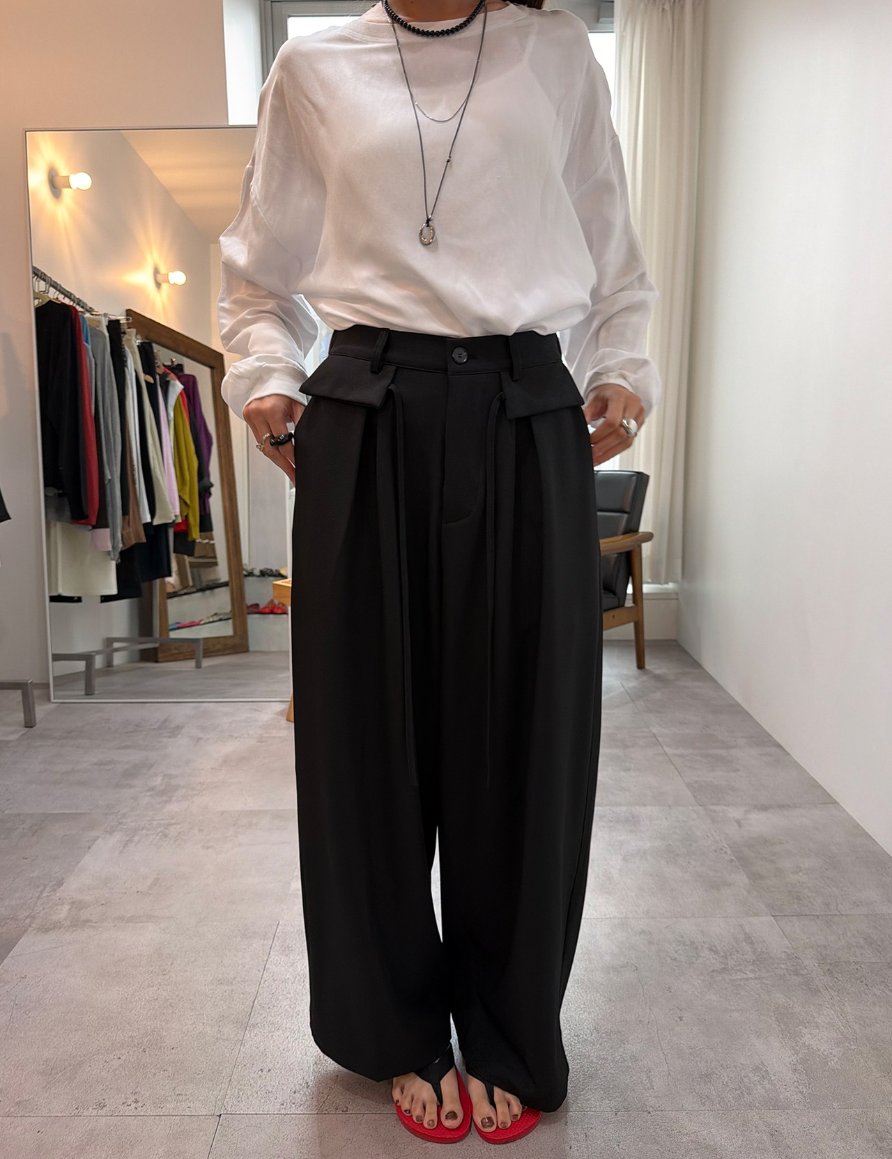 【新作5％OFF・3日間】2Pocket Pin-tuck Wide Slacks_3colors