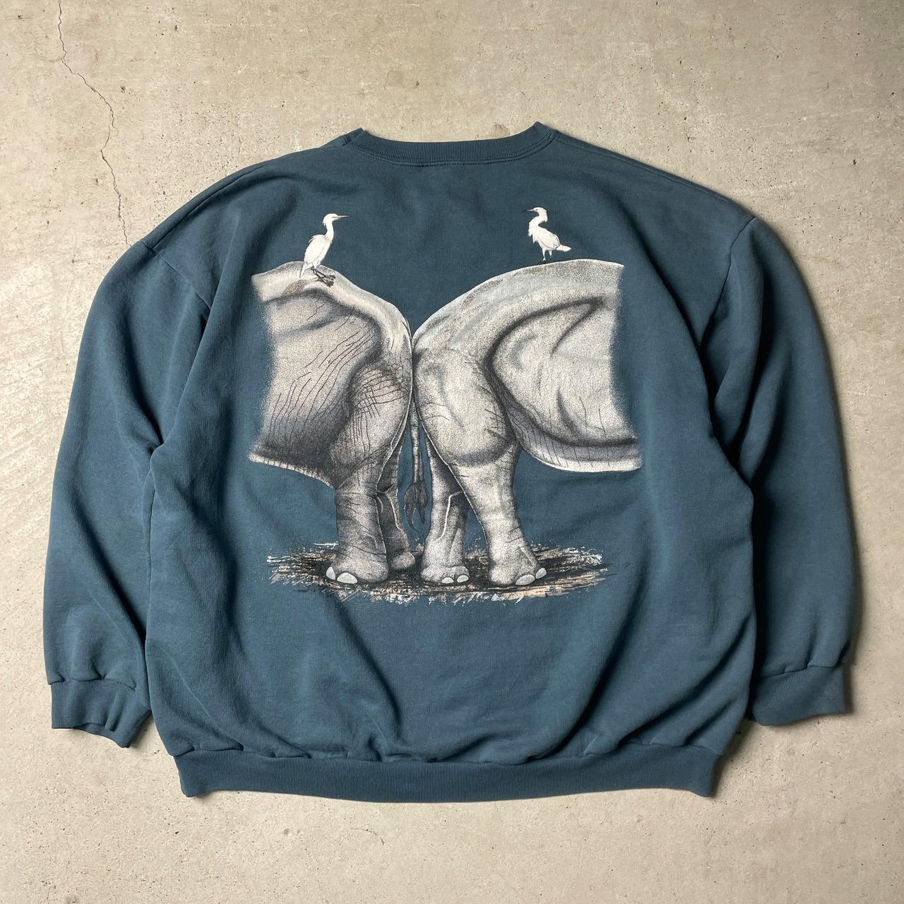 90年代 HARLEQUIN NATURE GRAPHICS スウェットシャツ ゾウ 両面 
