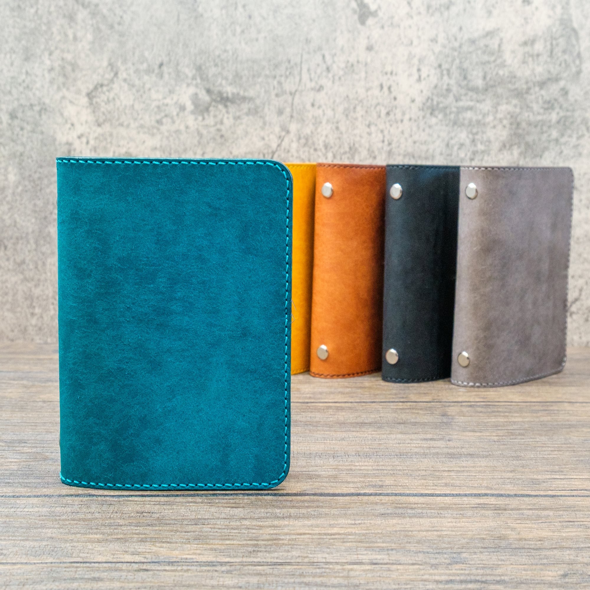 M6システム手帳　イタリアンレザー　ハンドメイド andloom システム手帳カバー ミニ6 MARGOT（ターコイズブルー）｜本革