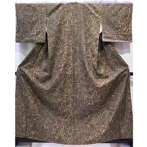 着物・小紋・植物文様・茶系地・No.200701-1659・梱包サイズ80