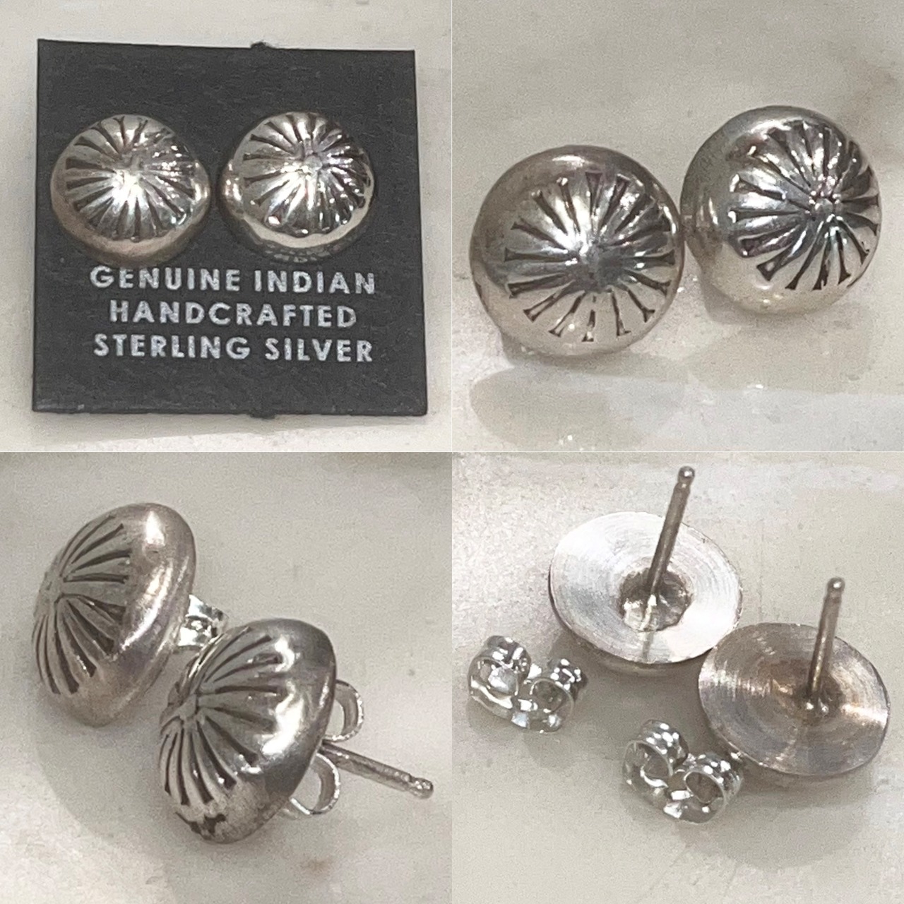 Navajo silver concho earrings