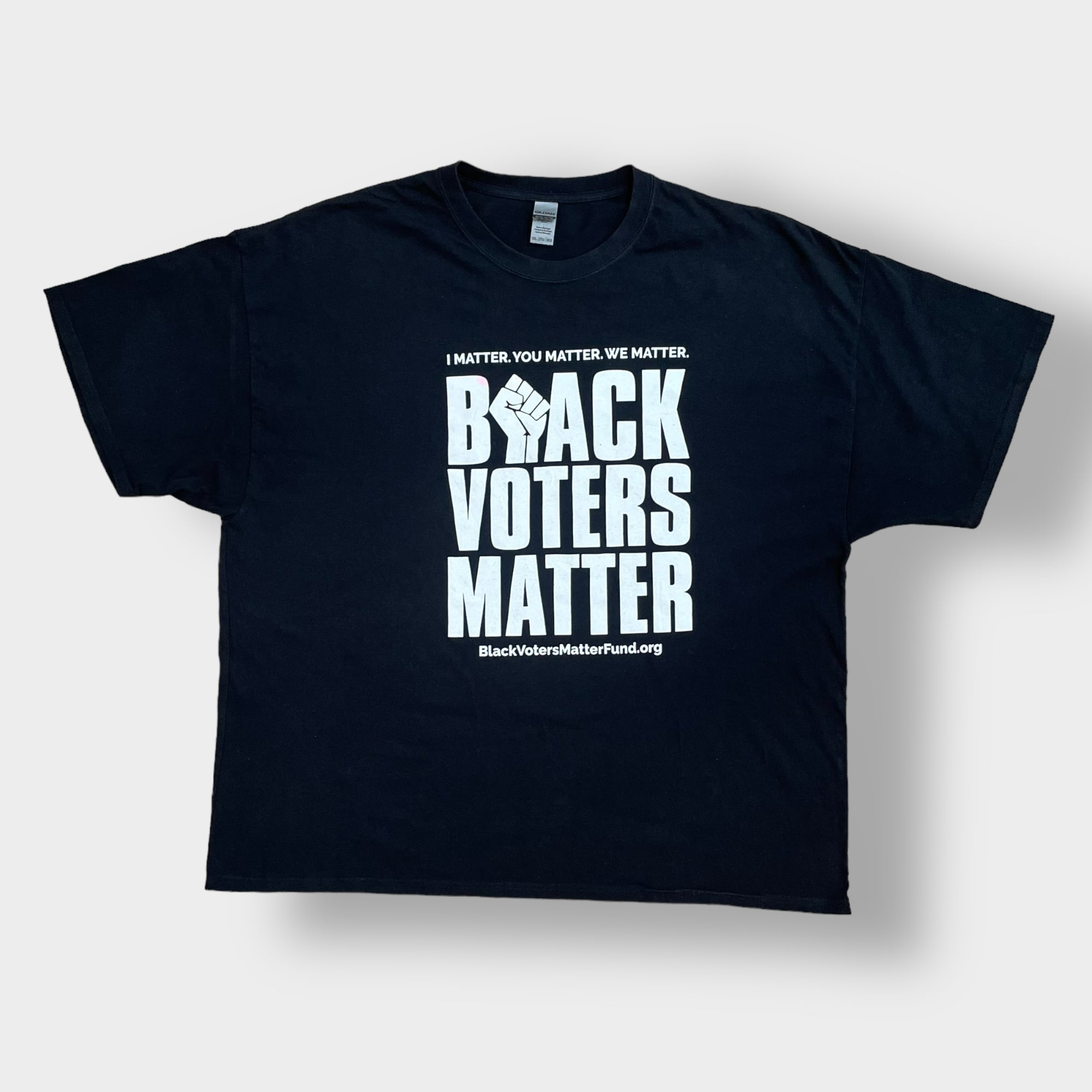 GILDAN】3XL ビッグサイズ Black Voters Matter ロゴ Tシャツ バック ...