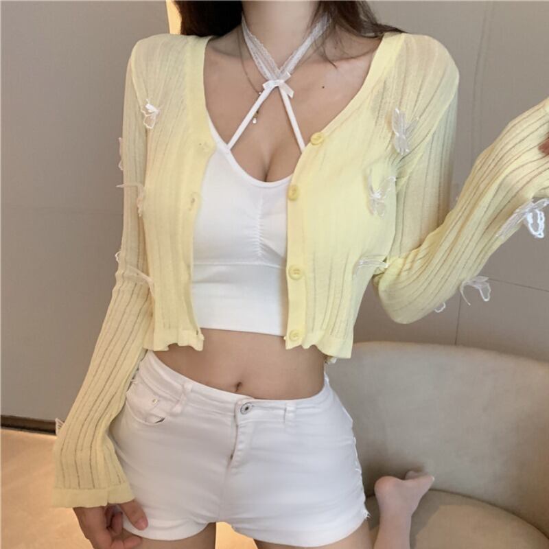 スタイルサマーリボンニットカーディガン 夏物 シルク ハンチェンe27745914693