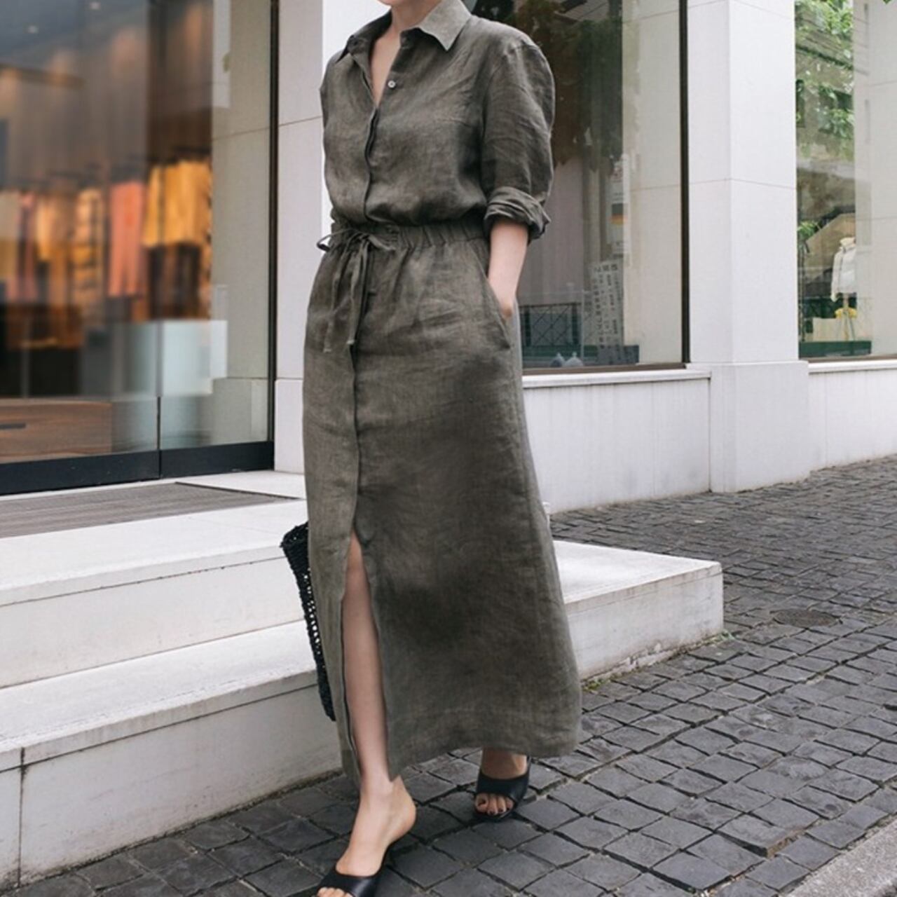 ウエストシェイプシャツワンピース R00332