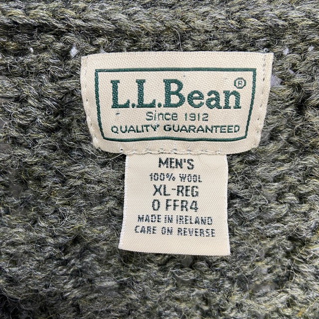 L.L.Bean フィッシャーマンカーディガン アイルランド製 カーキ XL