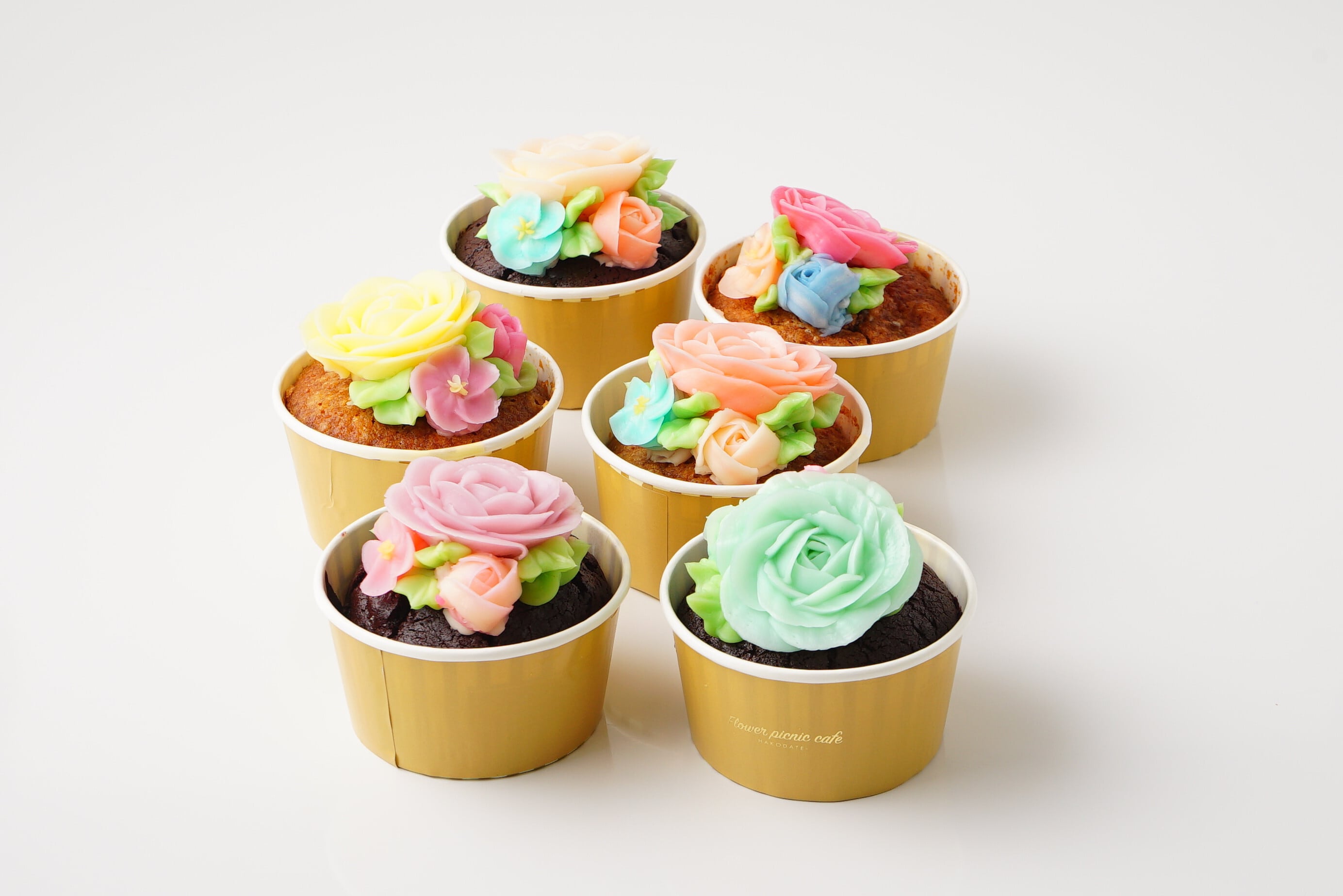 食べられるお花のカップケーキ 6個セット Flower Picnic Cafe Hakodate