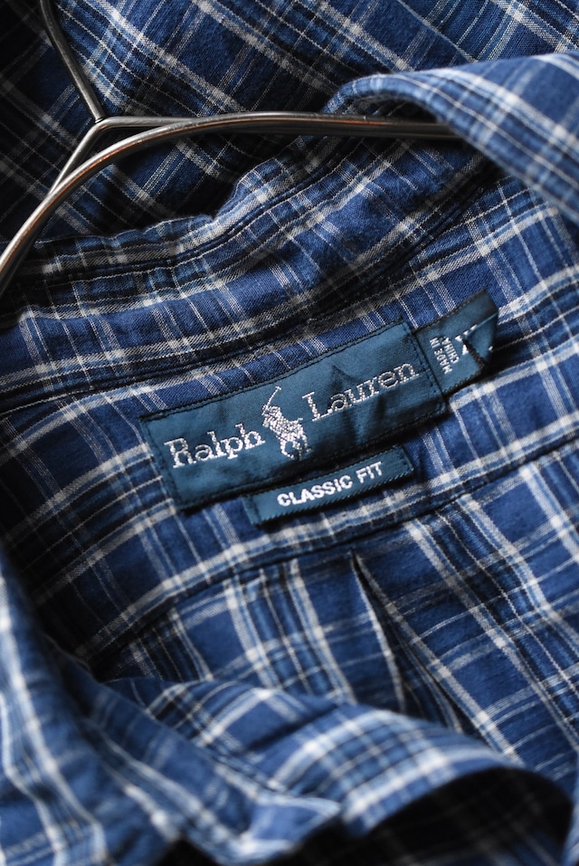 OK/00-90's "Ralph Lauren" cotton × linen B.D shirt