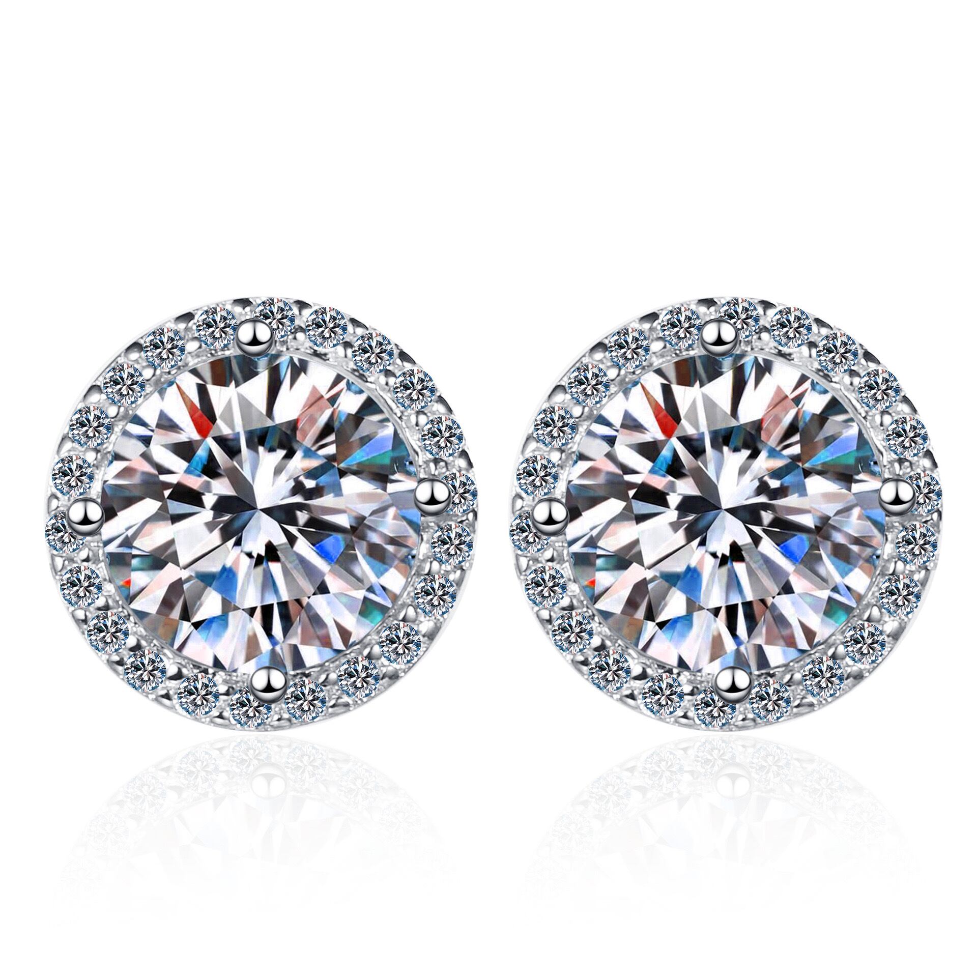 モアサナイト 0.5ct ヘイローピアス Silver 人工ダイヤモンド