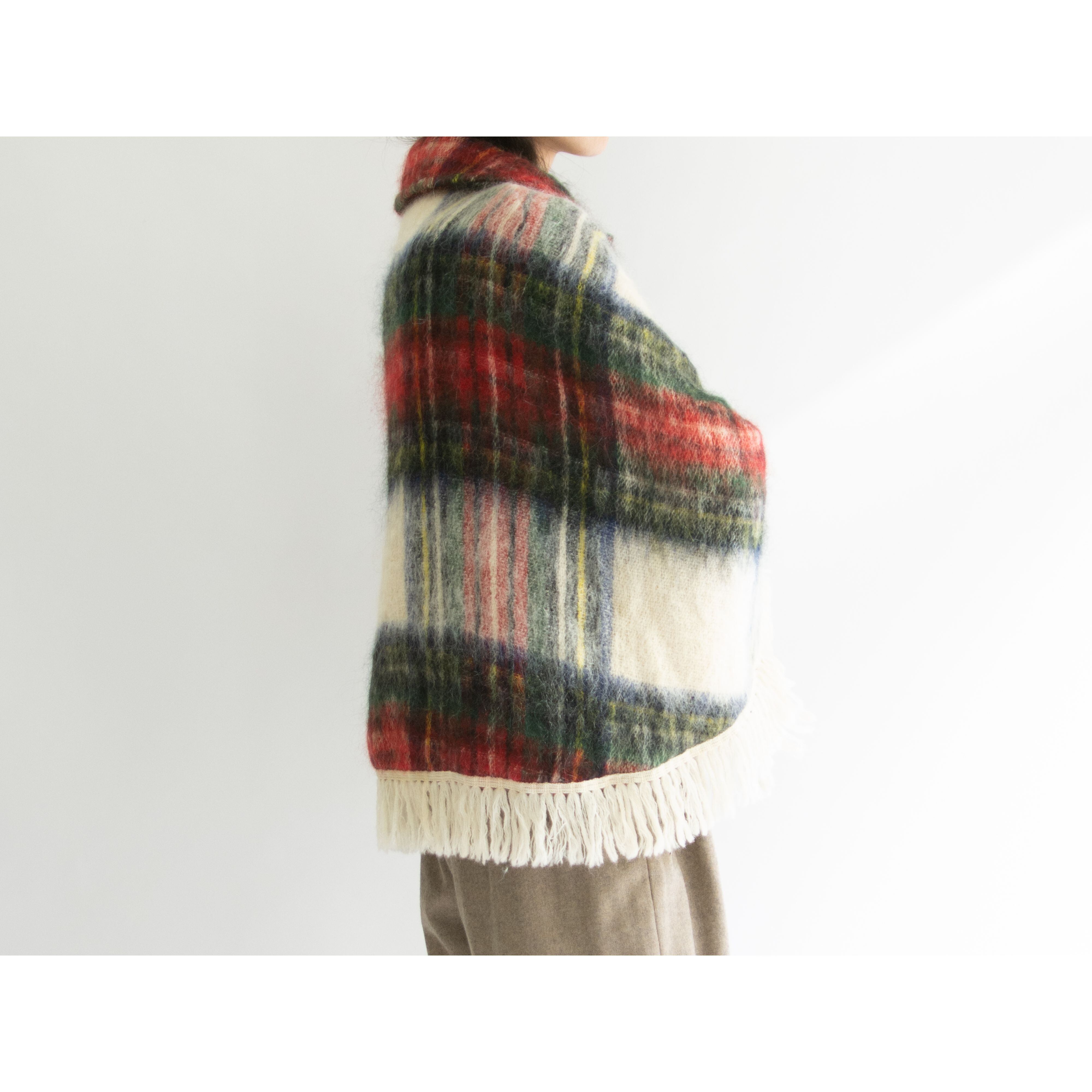 【GLEN CREE】Made in Scotland 70-80's Mohair-Wool Cape Coat Poncho（スコットランド製  モヘヤウール フリンジポンチョ ケープコート） | MASCOT/E powered by BASE