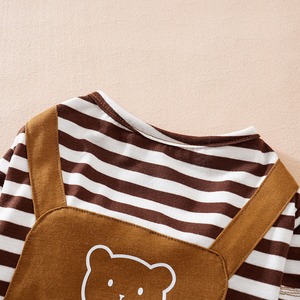 【PET】かわいいクマロゴ付きレイヤードTシャツ