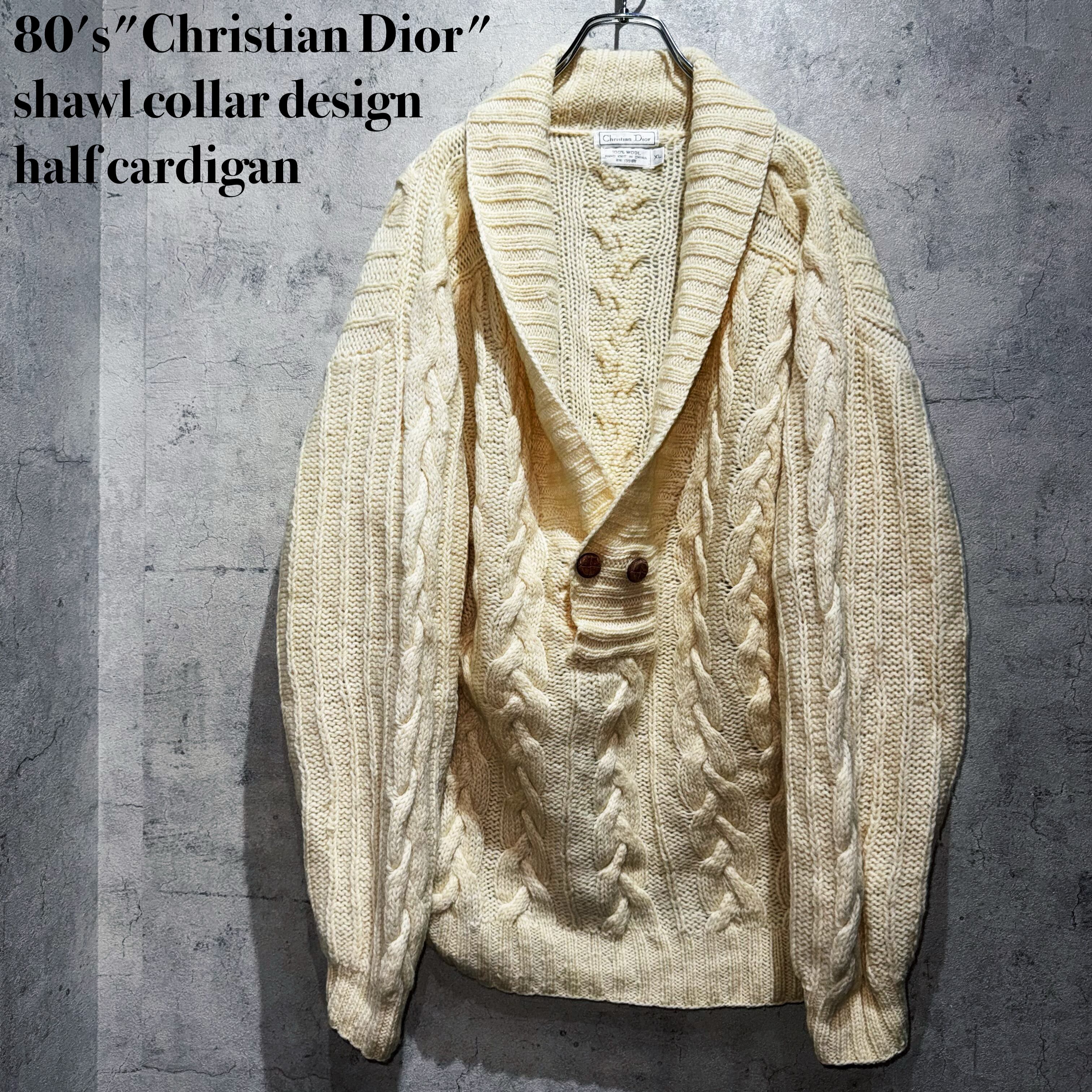 80's"Christian Dior"shawl collar design half cardigan