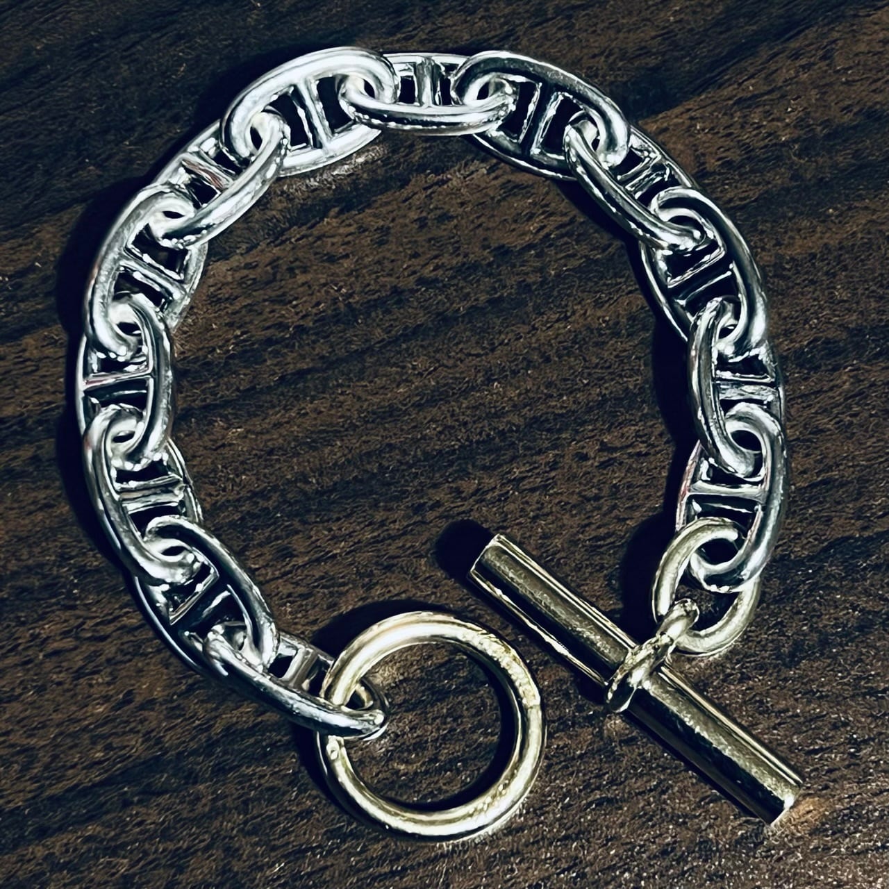VINTAGE HERMES Chaine d'Ancre Bracelet GM Silver & Gold Mix VINTAGE HERMES Chaine d'Ancre Bracelet GM Silver & Gold Mix