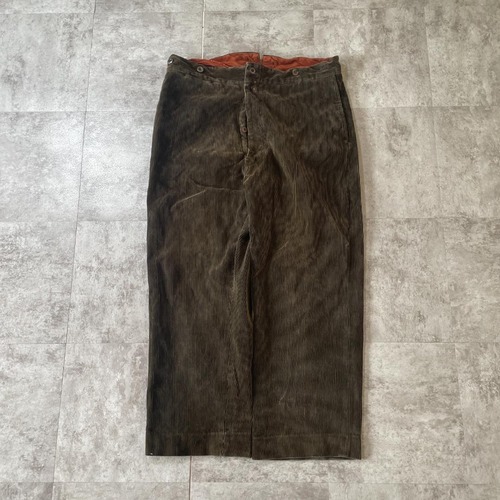 30-40s 針式シンチ メタル コーデュロイ ダークブラウン パンツ W37