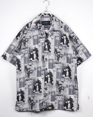 【Caka act2】“The Three Stooges” Monotone Graphic S/S Open Collar Shirt