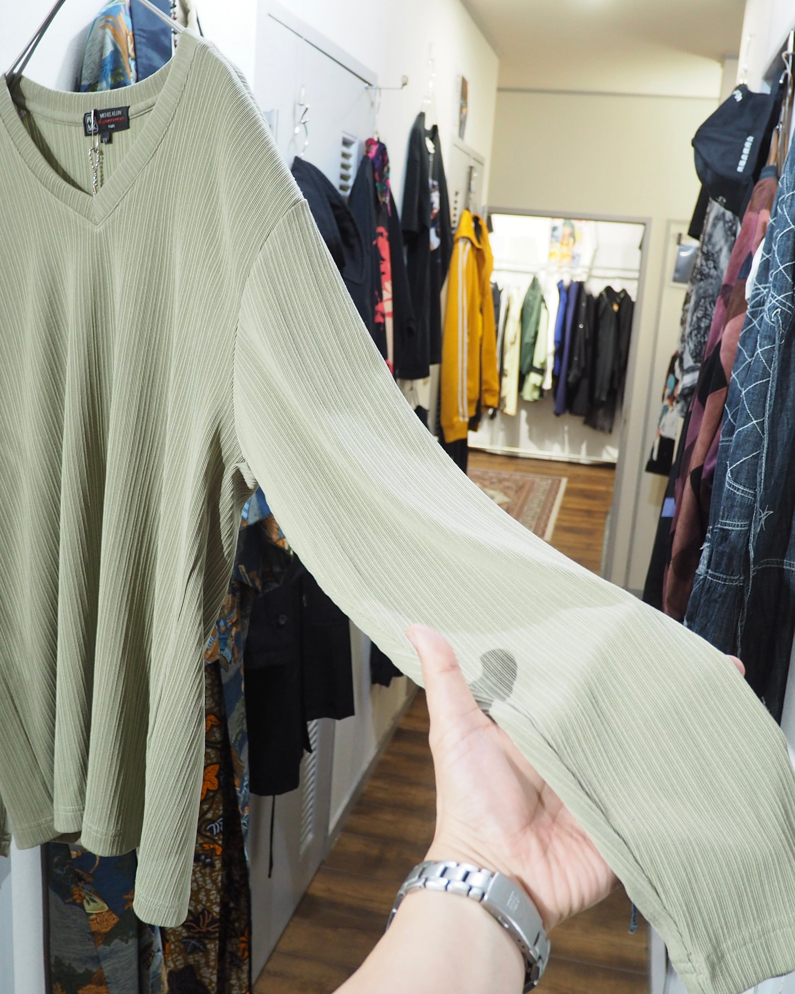 " MICHEL KLEIN HOMME " Pleats Design Long sleeve Tee