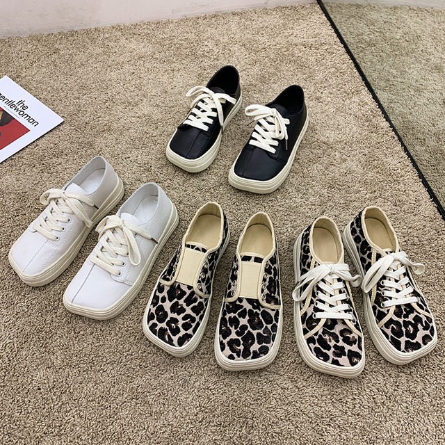 レオパードプリント柄レースカジュアルスプリングレッドシングル 靴 シューズ 春物 フェイクシューズ16476191337