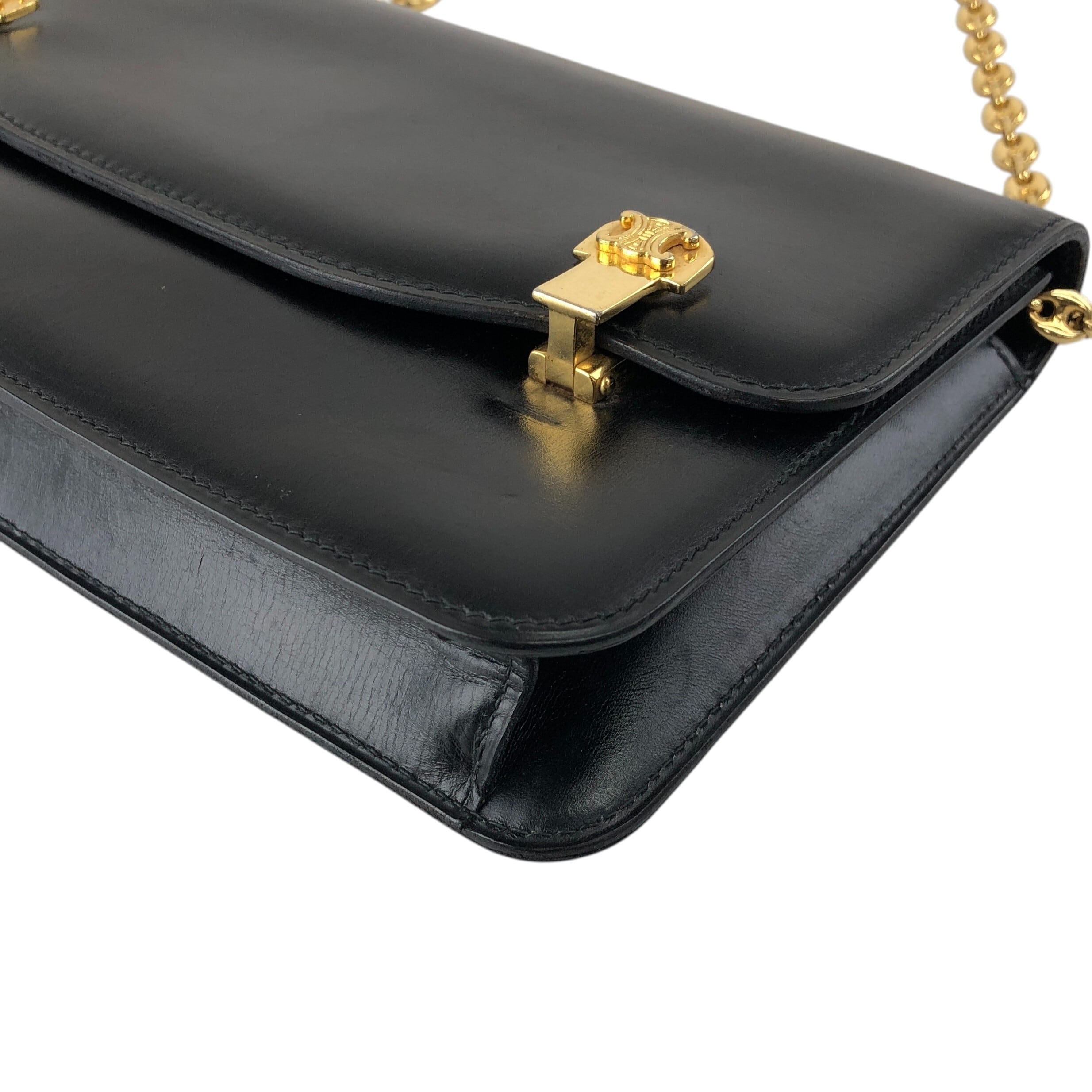 CELINE セリーヌ ショルダーバッグ ブラック トリオンフ レザー